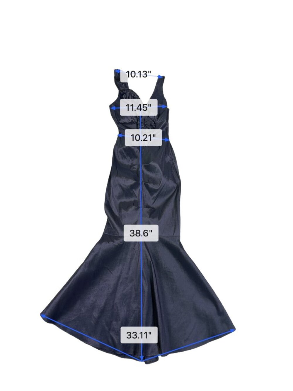 La Scala Womens Navy Mermaid Dress Ruffle Detail Sleeveless Sz M - Picture 6 of 6